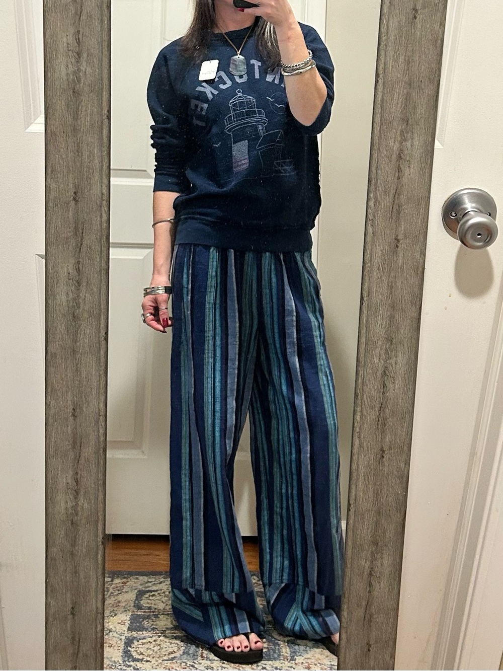 NWT Free People X Retro Brand Nantucket Crewneck in Navy Size Medium - Picture 6 of 16